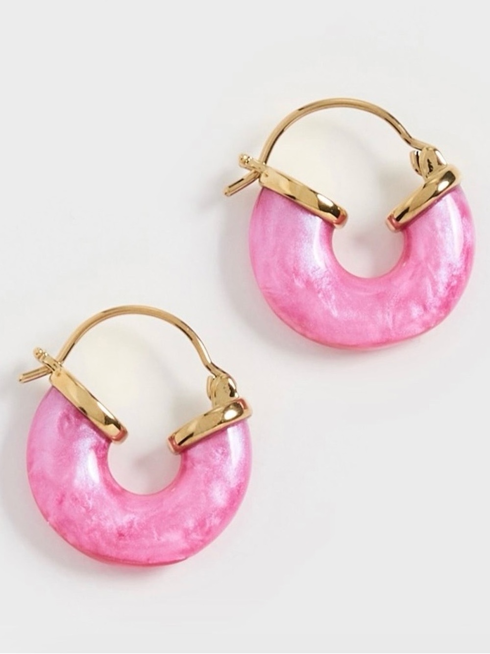 Anni Lu Petit Swell Hoop Earrings in Pink Lotus Resin Stone. Brand new!